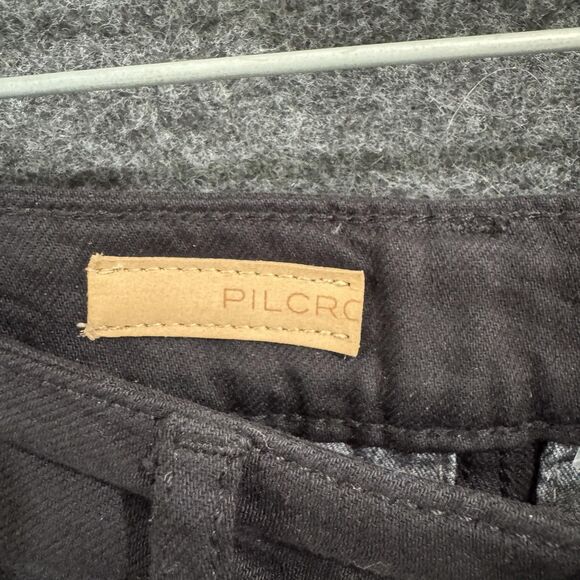 Pilcro Pants Women's 25 Black Wide Leg Flare High Rise Cuffed Hem Trouser Chino - Picture 4 of 12